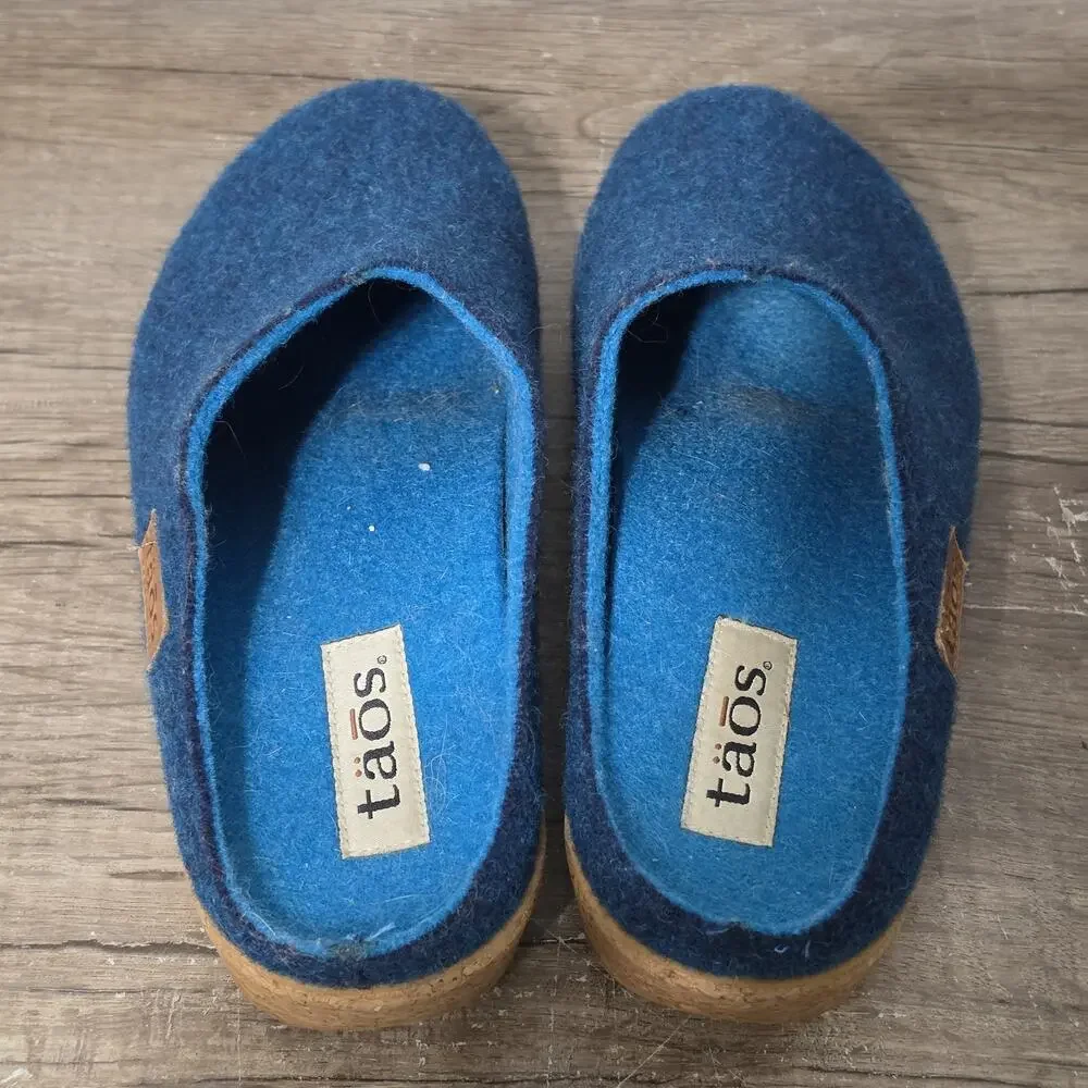 Taos Woollery Women's Slip-On Clogs Mules Shoes Size 37 (6-6.5) Blue